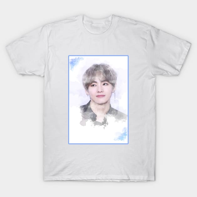 Bts Tae watercolor - BTS Army kpop gift BT21 T-Shirt by Vane22april